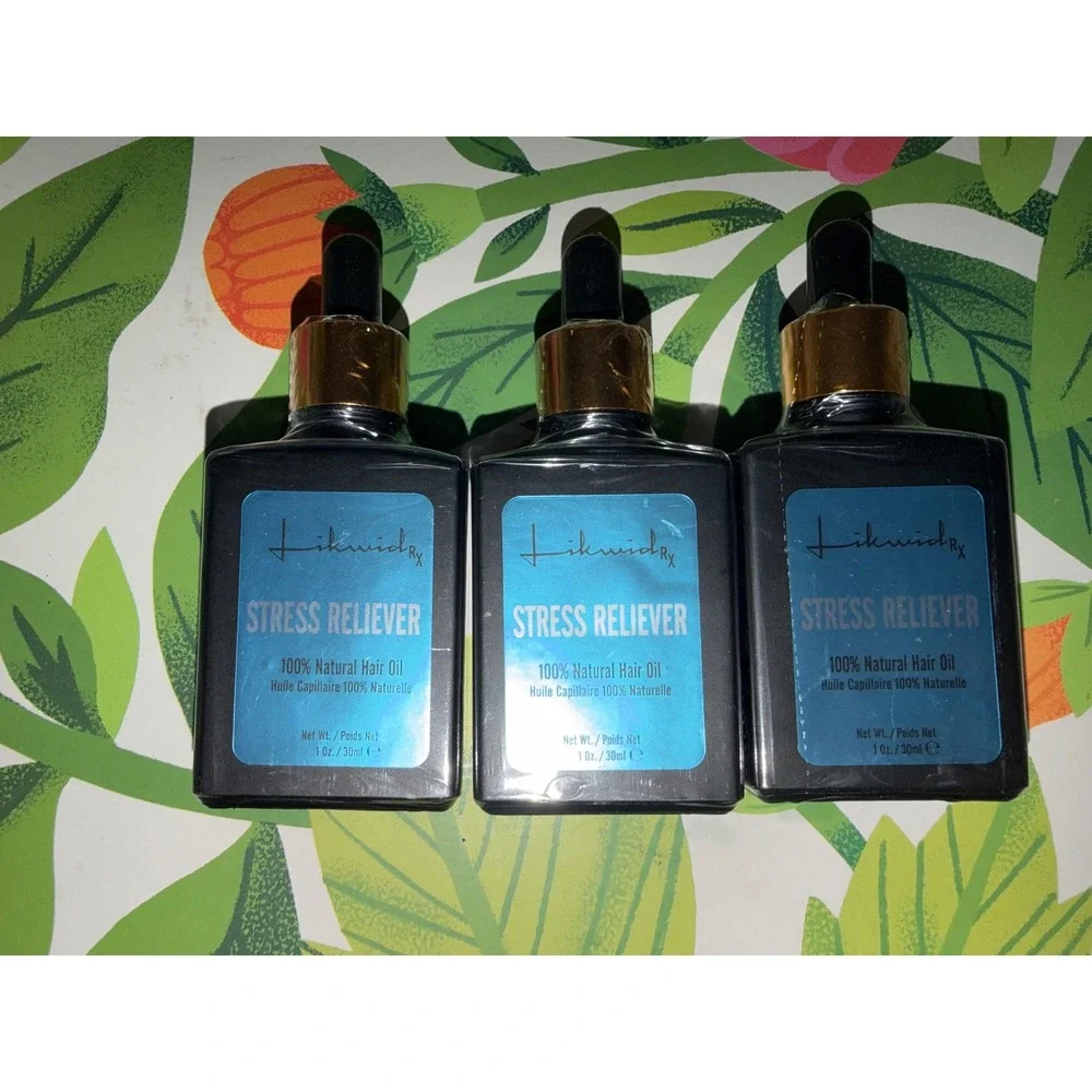 LikwidRx Stress Reliever Hair Oil 3 Pack 100% Natural Scalp Treatment Dropper